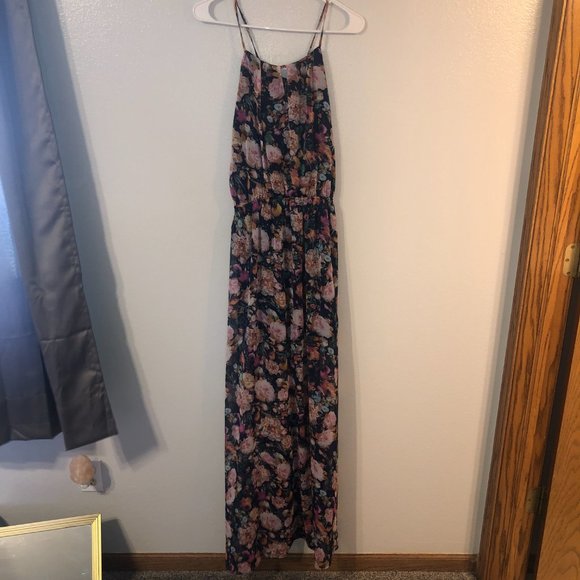 NWOT FATE Ruby Maxi Halter Dress Medium Women Blue Floral Easter - Picture 2 of 5